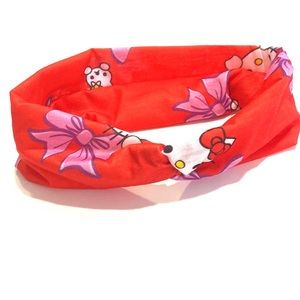 Kids Headband Bows Bunnies And Hello Kitty Front Twist Stretch Red